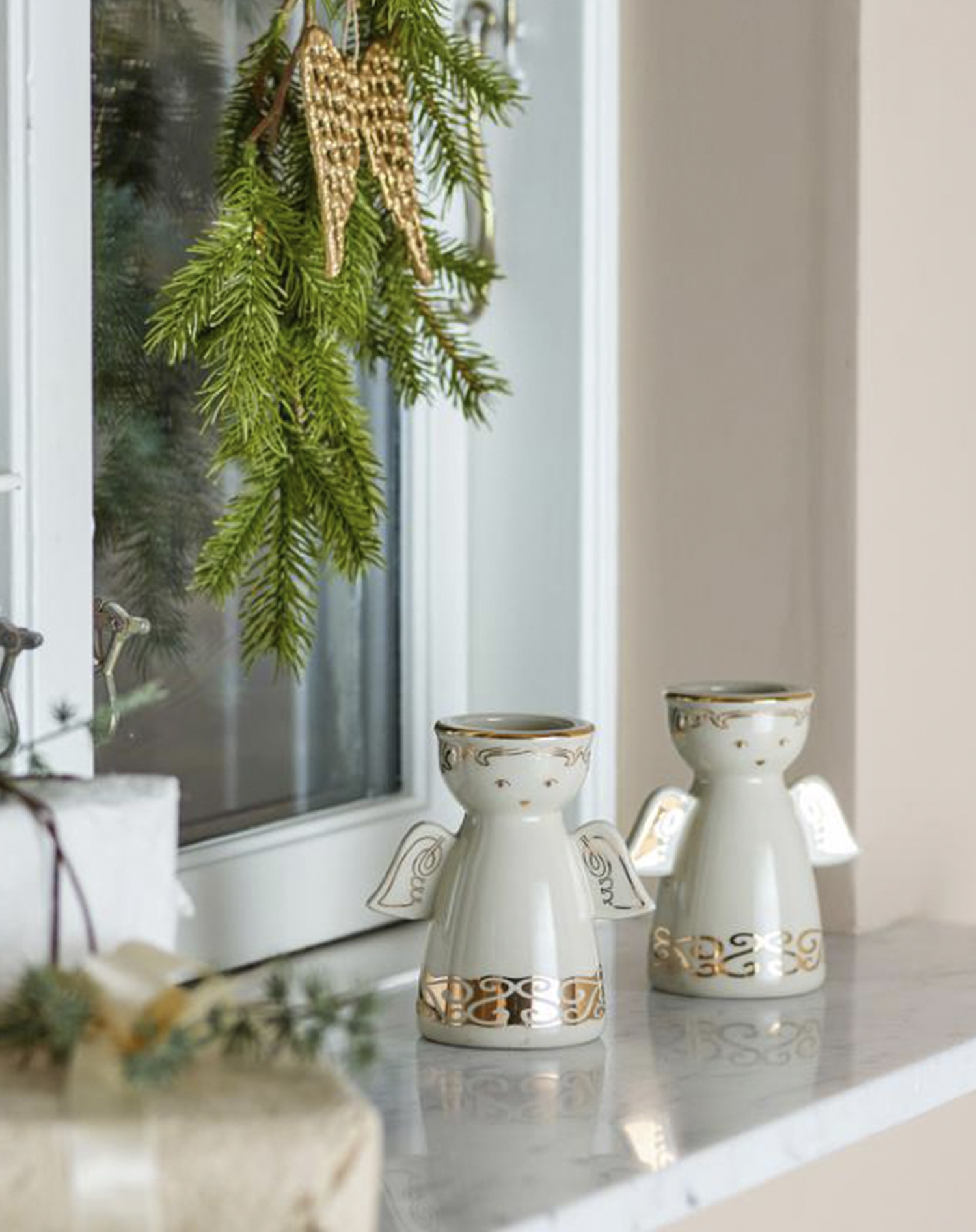 Bloomingville - Faella Fyrfads- og Lysestage - Hvid